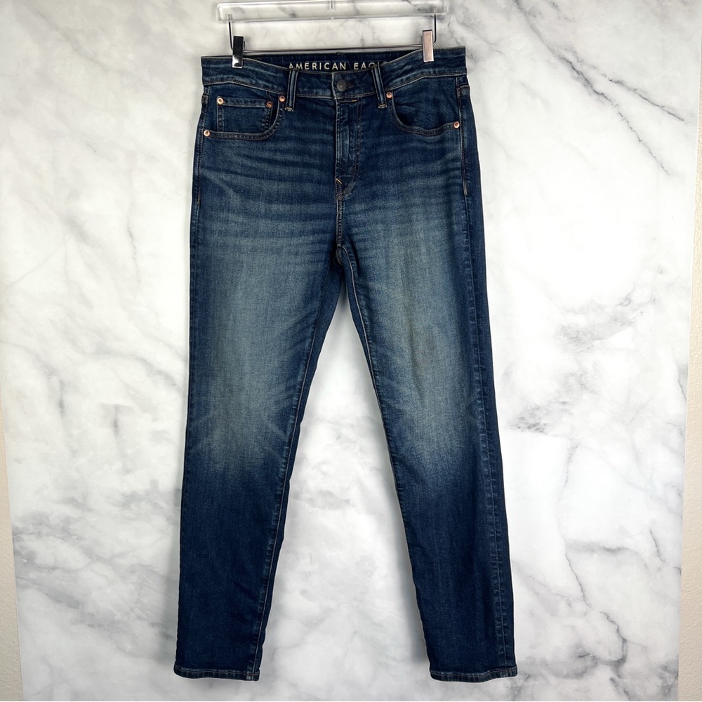 American Eagle AE Airflex+ Athletic Fit Jeans Vintage Wash Dark Blue Men’s 31